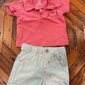 Carter's Baby Boy Red Bike Bicycle Polo Outfit